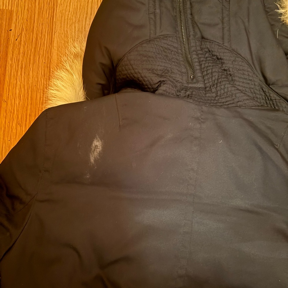 Black Puffer Jacket with Rabbit Fur Trim - Picture 5 of 5